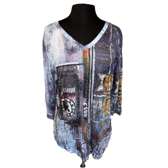 Shana Apparel Tops - Shana Crushed Right To Education Tunic Women's Size M Purple Travel Art To Wear